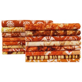 Soimoi 16 Pc Fat Quarter Bundle, Batik Print 18"x 22" DIY Patchwork- 100% Cotton Pre-Cut Quilting Fabric Orange