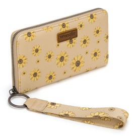 Wrangler Women's Daisy Wallets Bifold Wristlet Keychain for Women Wallets, Card Cases & Money Organizers Large Phone Credit Card Clutch Wallet Ladies Female Travel Wallet with ID Window