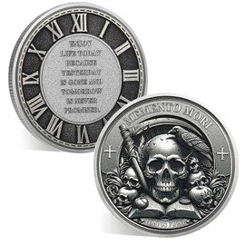 ACGZQY Memento Mori Coin – Skull Memento Vivere Coin Stoic EDC Challenge Coin for Daily Practice - Enjoy Life Today Inspirational Motivational Reminder Token Stoicism Gifts