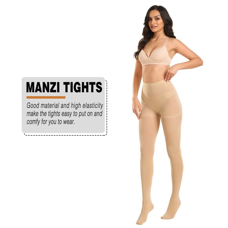 MANZI 2 Pairs 70 Denier Women's Tights Stretch Run Resistant