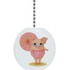 Pig with Umbrella Solid Ceramic Fan Pull