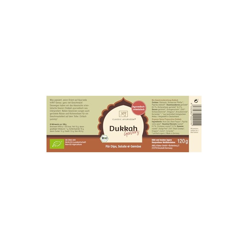 Classic Ayurveda - Organic Dukkah Spice - 120 g -