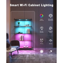 MYPLUS Smart Under Cabinet Lights, Ambiance Puck Lights Compatible with Alexa and Google Home,WiFi Controlled Dimmable and RGB Color Smart Lamp Fixture (7cm-4PCS)