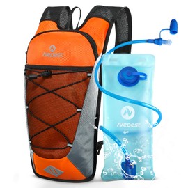 Nepest 6L Bicycle Backpack - MTB & Outdoor Companion with 2L Hydration Bladder | Adjustable Chest & Waist Belt with Safety Whistle | For Cycling, Running & Skiing, orange