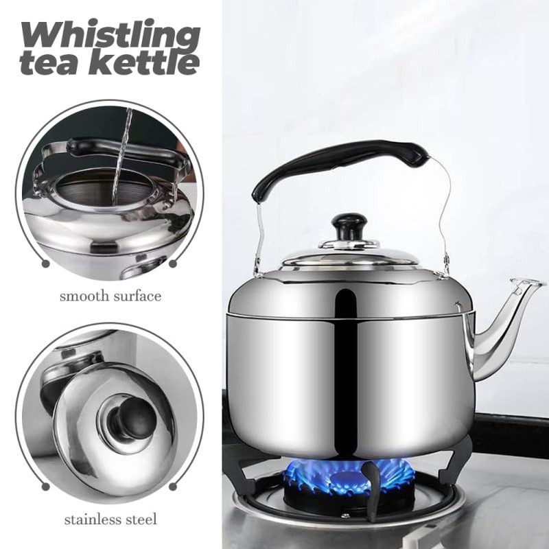 HOLIDYOYO Stainless Steel Whistling Tea Kettle for Stovetop Induction Compatible