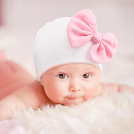 Newborn Baby Hats and Mittens Set Infant Bow Beanie Cap Toddler Gloves Newborn Hospital Hats for Baby Boy Girl Kid 0-6 Months