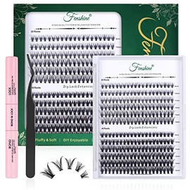 Fenshine Cluster Eyelash Extensions 240pcs 20D/40D Cluster Eyelashes Mixed, 0.07 D Curl Natural False Eyelashes Cluster Soft Individual Lashes Clusters (9-14mm 0.07D, Lashes Extension Kit)