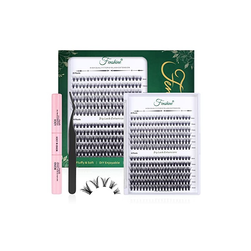 Fenshine Cluster Eyelash Extensions 240pcs 20D/40D Cluster Eyelashes Mixed, 0.07