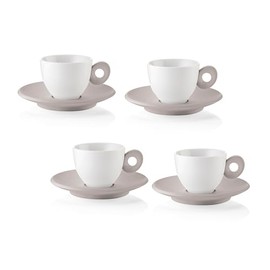 Guzzini - Everyday Set of 4 Espresso Cups with Saucers - Taupe - 081701158