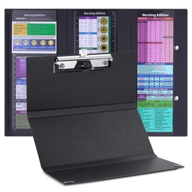 DayoRa Foldable Nursing Clipboard with 6 Medical Cheat Sheets - 12.6"x8.78" 2-Pack Nurse Board Foldable, Folding Chart for Nursing School Essentials & Hospital Staff (Black)