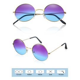 Hippie Dressing Accessory Set Hippie Glasses and Peace Sign Necklace (Blue Purple)