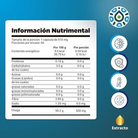 Hongo Chaga Cápsulas 500 Extracto Puro Adaptógeno Antioxidante Sistema Inmune Energía Natural Estrés Oxidativo Suplemento Hongos Medicinal The Dew