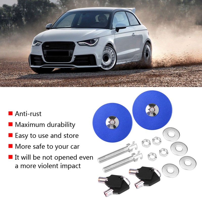 Car Universal Engine Hood Cover Lock Key Pin Kit Safety