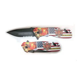 Police emergency knife with safety belt cutter and glass breaker - KN-1918FD