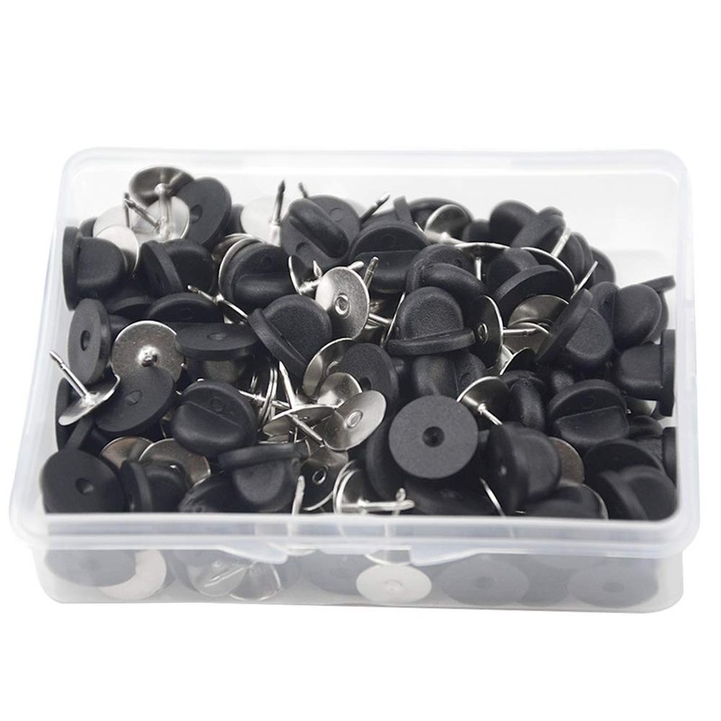 Soskakiist XLX 100pcs Tie Clips with 100pcs Black PVC Rubber