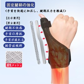 Wrist Thumb Supporter (Built-in 2 Types of Stays / Replacement), Thumb Base Supporter, Wrist Support, Fixed, Protection, Pressure Adjustment, Thumb Base Supporter, Injury Prevention, Sports, Housework