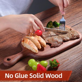HIKTYEI Walnut Wood Cutting Board, Large Wooden Chopping Board with Handle Hang Hole, Cheese Boards for kitchen Bread Vegetables Fruits, No Glue Solid Boards for Wood Engraved, 16.6x7.9 Inch