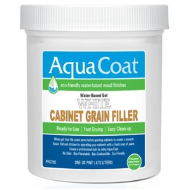 Aqua Coat Water-Based White Cabinet Wood Grain Filler Gel – Fast Drying, Low Odor White Wood Filler, Sandable & Paintable for Interior & Exterior Repairs, Upgrades & Restorations – 16 oz