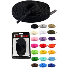 KutsuGoods Flat Shoelaces, Carefully Selected Materials, 39.4 inches (100 cm), 47.2 inches (120 cm), 55.1 inches (140 cm), 63.0 inches (160 cm), Width: 0.3 inches (8 mm), Black