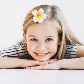 TENDYCOCO 24 Pieces 2nd 4Hawaii Hawaiian Plumeria Flower Clips Bridal Wedding Party Beach Hair Clips