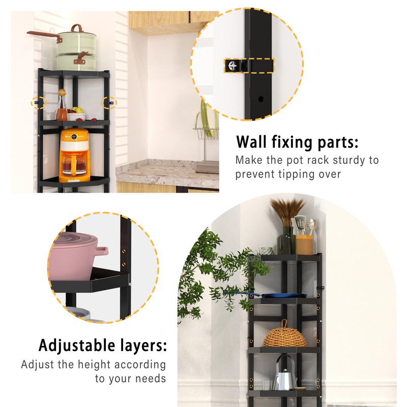 Supfirm 5-Tier Multifunctional Adjustable Pan & Pot Rack for Kitchen,