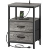 Huuger Nightstand with Charging Station, Fabric Drawers, End Table with