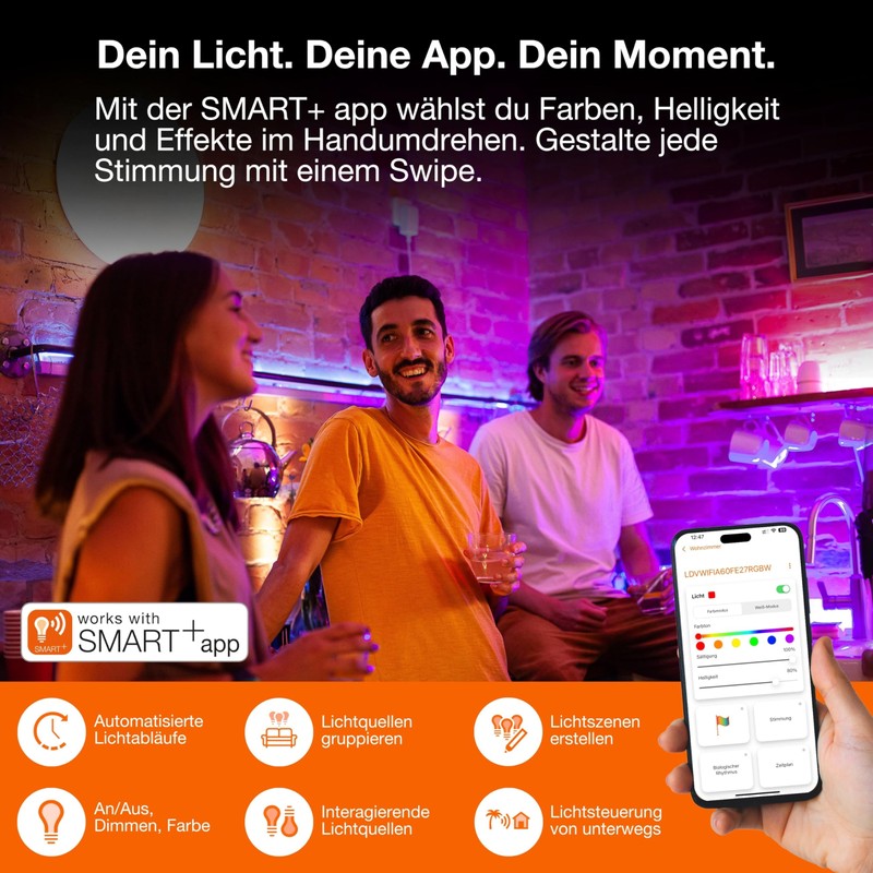 OSRAM Smart+ WiFi Ball Light Mood & Table Lamp, Black,