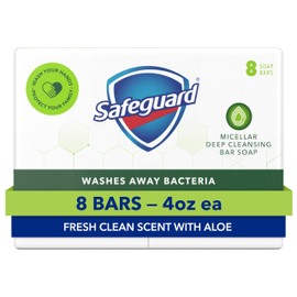 Safeguard Safeguard Antibacterial Soap, White With Aloe, 4 Oz Bars - 8 Count