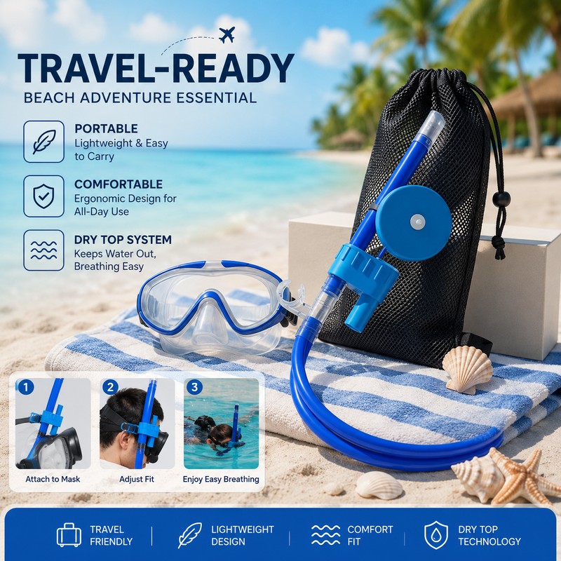 Full Dry Snorkel Mask for Adults – Comfortable Breathing Tube