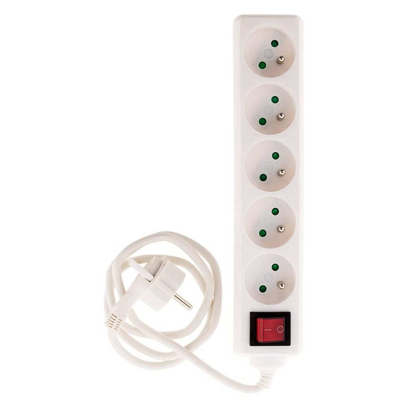 Inotech 5-Way Socket Strip with Plug and Extra Flat Plug