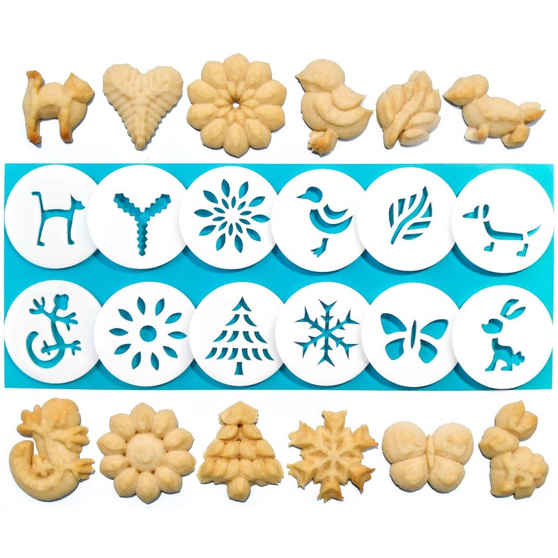 Impress Bakeware – Metal Cookie Press with 12 Shape Disks