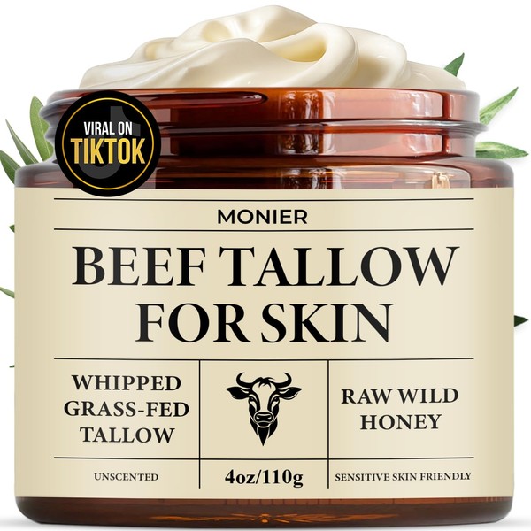 MONIER Whipped Beef Tallow for Skin, Tallow and Honey Balm