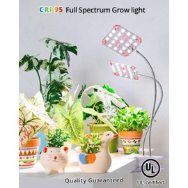 DOMMIA Plant Light, Clip on Grow Light for Indoor Plants with 6/12/16h Timer, Dimmable Desk Plant Grow Lights Full Spectrum, Gooseneck Heat Lamp for Plants, 15W LED Grow Lights for Small Plants