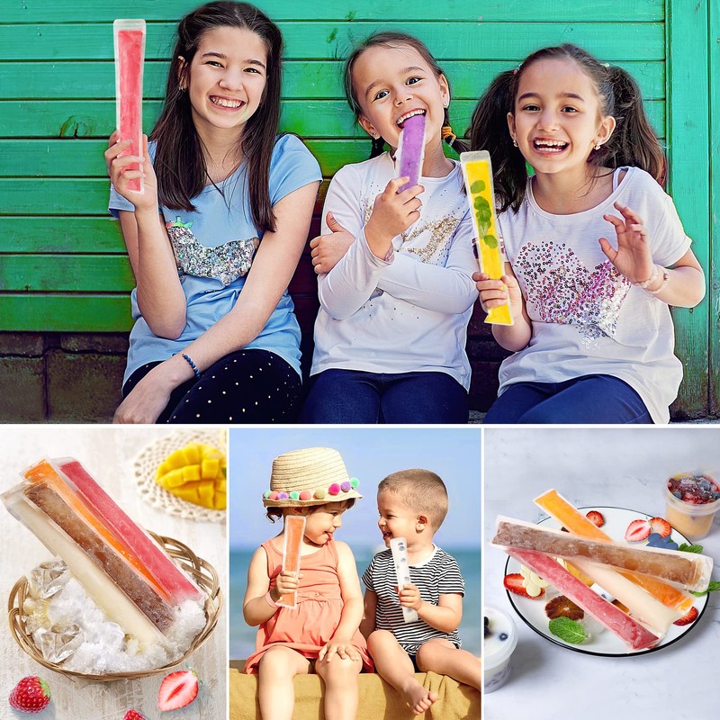 FEBSNOW 160 Disposable Ice Popsicle Mold Bags BPA Free Freezer