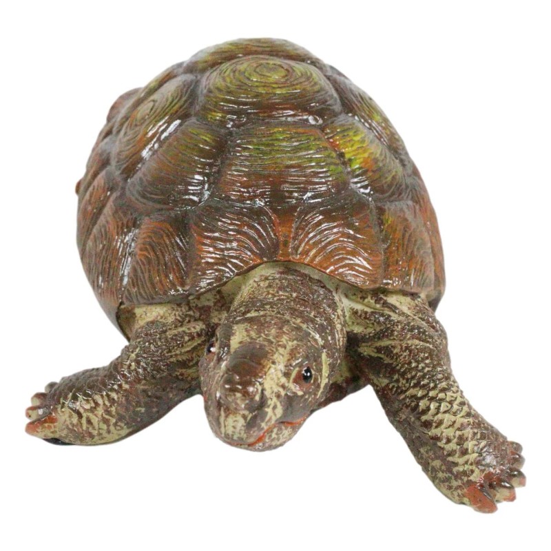 Auspicious Fortune Charm Lifelike Green Brown Turtle Tortoise Small Figurine