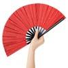 Motthjcw Bamboo Hand Fans, 13 Inch Large Glitter Rhythmic Clack