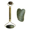 Rodillo y Gua Sha de Jade para Masaje Facial, Tonifica