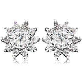 Silver Nap Stud Earrings for Women Round Titanium CZ Screw Back Long Post Earrings Thick Earlobes