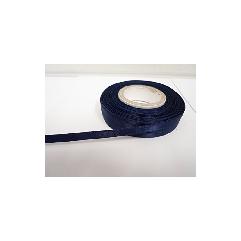 2 metres x 7mm Satin Ribbon Navy Dark Blue Double