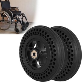 12''X2.0'' Wheelchair Wheels Assembly 12 Inch Rear Wheel Solid Tire Construction,Back Wheel Replacement for Manual Wheelchairs Transport Chair Replacement Parts (One Pair)
