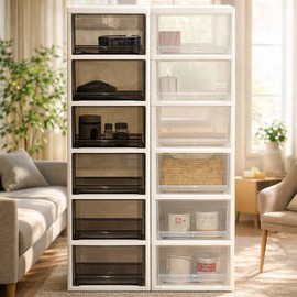 Bono House 36cm 6-Tier Transparent Plastic Drawer Unit Kitchen Storage Organizer Slim