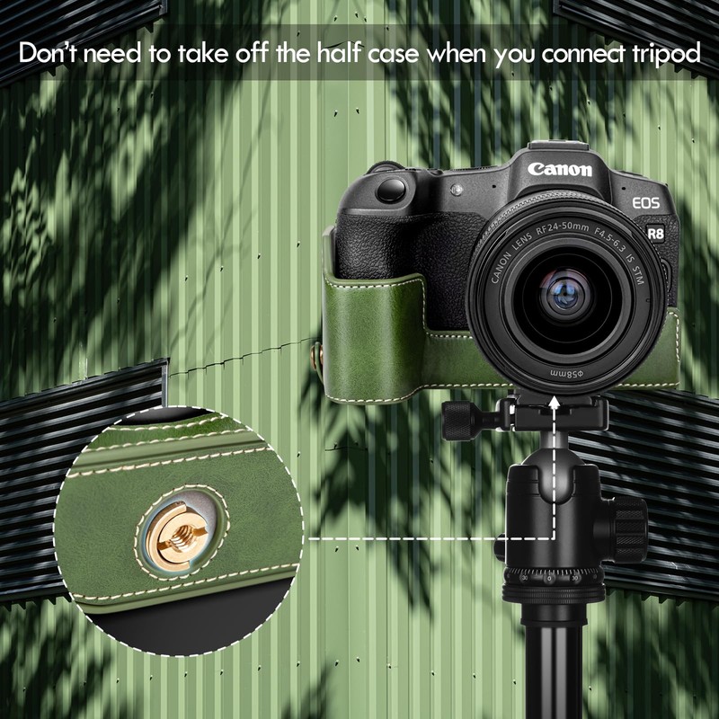 Rieibi R8 Half Case, Handmade PU Leather Half Camera Case