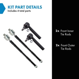 TRQ Inner and Outer Left and Right Tie Rod Set 4 Piece Compatible with 14-18 Subaru Forester 19-23 Subaru Crosstrek Base Model Premium Limited 21-23 Subaru Crosstrek Sport 16-18 Subaru Crosstrek