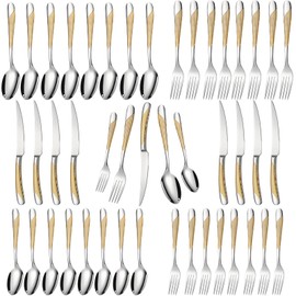40-Piece Silverware Set Stainless Steel Flatware Set Service for 8 Includes Knives Spoons Forks Kitchen Utensils Cutlery Sets For Home Kitchen Hotel