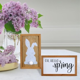 AuldHome Design Spring Wood Signs (Set of 2); Farmhouse Decor Easter and Spring Door Hanger Seasonal Plaques 10 x 6 Inches