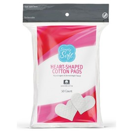 Simply Soft Heart Shaped Cotton Pads, 50 Pads per Bag, 600 Pads per Case