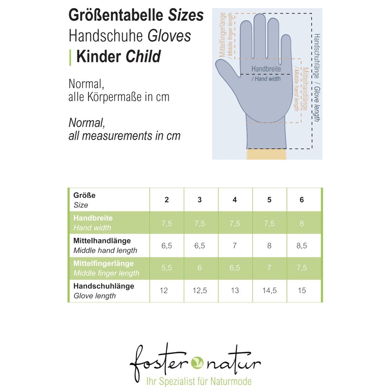 FosterNatur, Children's finger gloves/knitted gloves/wool gloves, 100% extra fine wool,