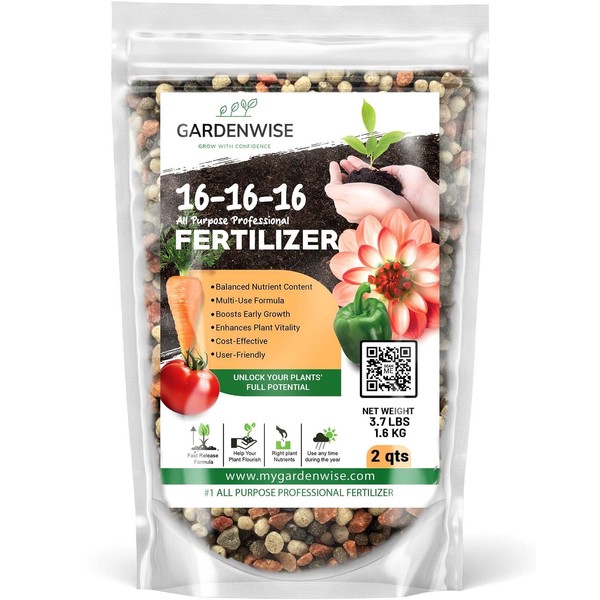 GARDENWISE 16-16-16 All Purpose Professional Fertilizer - Lawn, Flower, Tree,