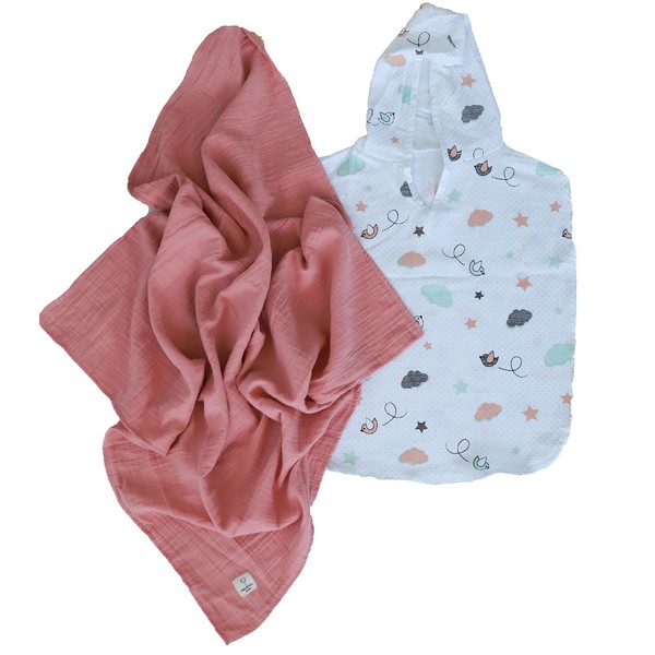 Muslin Multipurpose Drying Towel and Hooded Pancho for Boys and
