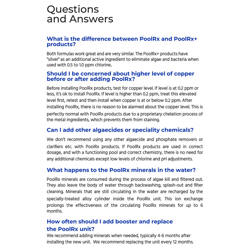 Pool RX 102001 6 Month Swimming Pool Algaecide Replacement, 8